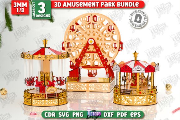 3D Amusement Park Laser Cut Bundle CNC: Bringing Miniature Worlds to Life