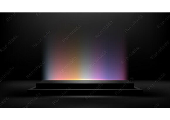 3D Black Podium Empty Studio Room