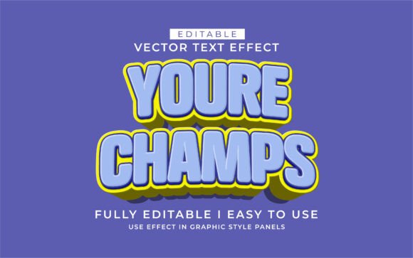 3D Editable Champs Text Effect Vector