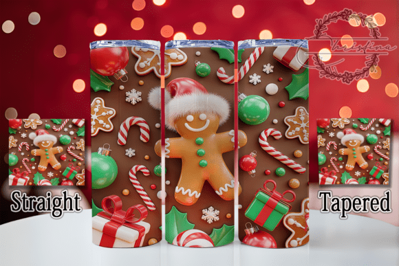 3D Gingerbread Christmas Cookie Tumbler Design
