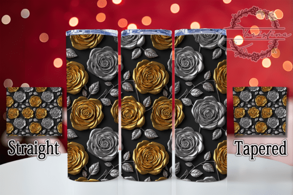 3D Golden Silver Roses Tumbler Design Guide