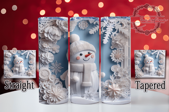 3D Paper Art Snowman Tumbler Design