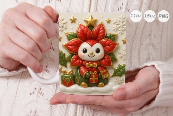 3D Poinsettia Flower Xmas Mug Wrap Guide