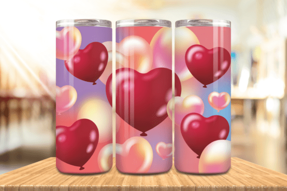 3D Puff Hearts Valentine Day Tumbler Wrap