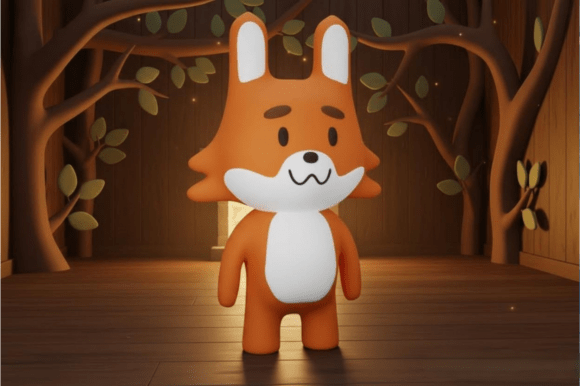 Adorable Chibi Fox 3D Model Print: A Desktop Companion for Every Maker