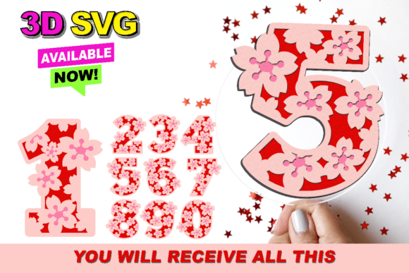 Cherry Blossom Flowers Numbers 3D SVG: Elevating Your Digital Craft Projects