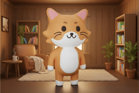 Cute Chibi Cat 3D Print Model