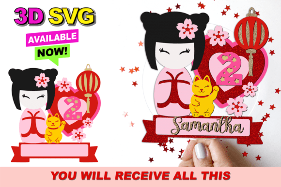 Cute Kokeshi Doll Cake Topper 3D SVG: Elevating Digital Craftsmanship