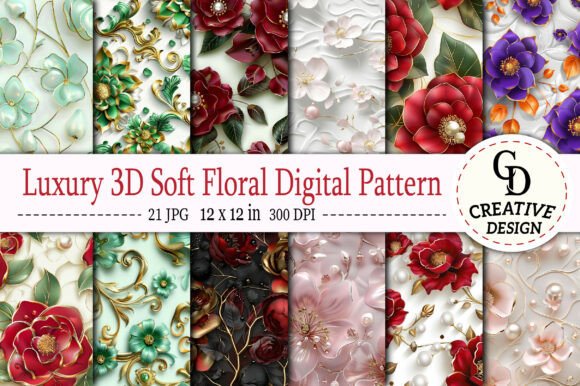 Luxury 3D Soft Floral Digital Pattern Guide