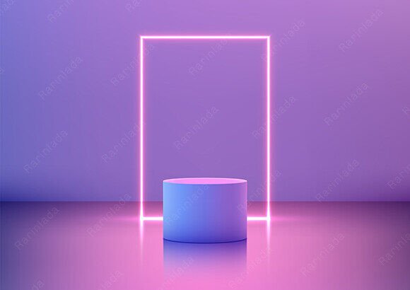 Modern 3d Platform Neon Pink Frame Design