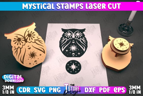 Mystical Book Stamp Laser Cut SVG Design