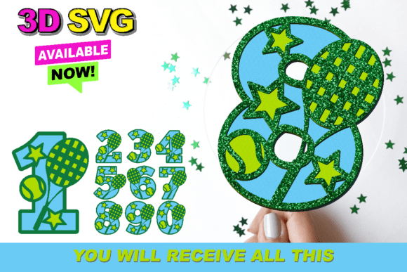 Tennis Numbers 3D SVG: Elevating Your Digital Crafts with Depth and Style