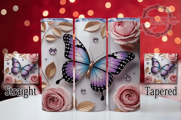 Transform Your Drinkware with the 3D Inflated Butterfly Diamond Tumbler Design
