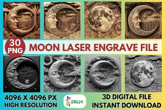 Transform Your Laser Engraving Projects with the 3D Moon Laser Engrave File Bundle