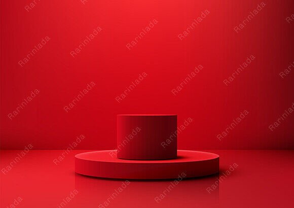 Vibrant Red Cylindrical 3d Podium: Elevating Modern Product Presentation