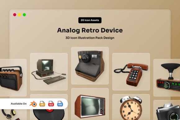 Vintage Analog Device 3D Icons: Bringing Retro Charm to Modern Design